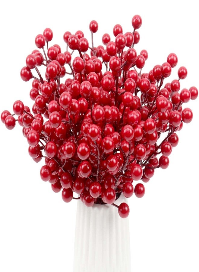 UWIOFF 20 Pcs Red Berry Stems, 8.3" Holly Christmas Berries Stems for Christmas Tree Picks Decorations Crafts Holiday and Home Decor - Image 1